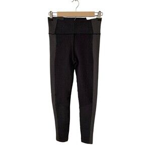 Offline By Aerie Seamless High Rise Black Gray Ribbed Leggings 7/8 Length Sz Sm